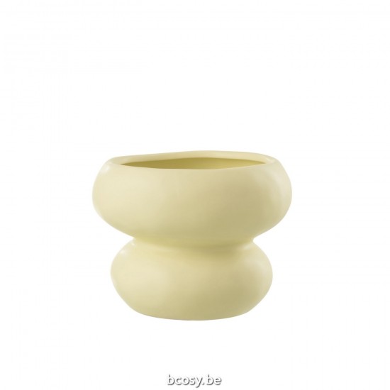 J Line cachepots de fleur Jolipa Cachepot Cercle Porcelaine Jaune Clair.