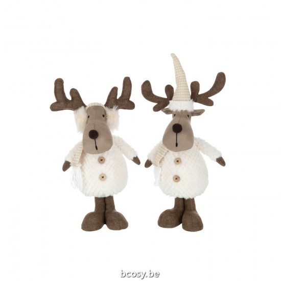 J Line Reindeer Scarf Textile Beige Brown Large Assortment Of 2 reindeers.