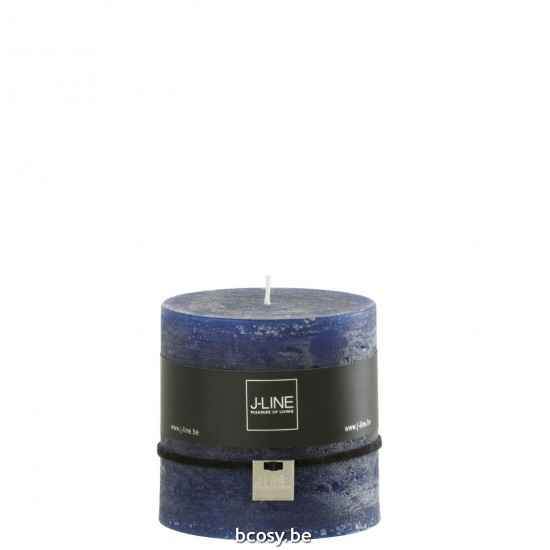 J Line bougies Jolipa Bougie Cylindrique Bleu Fonce 80H.