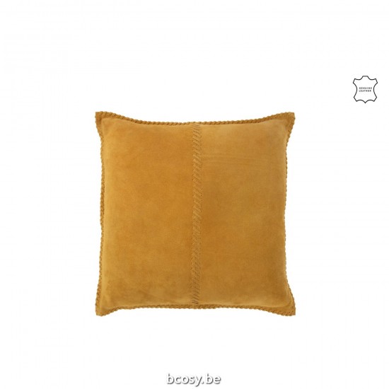 J Line Cushion Centre Line Leather Mustard cushion.