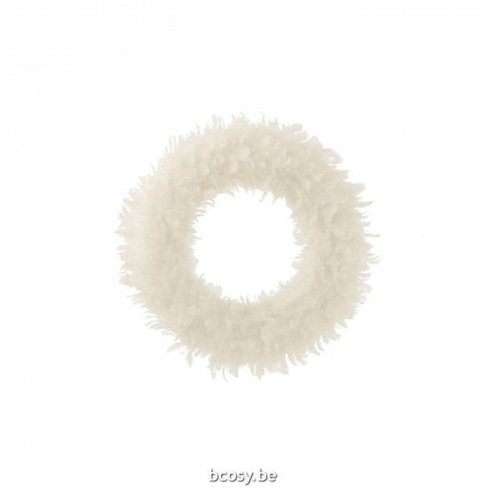 J Line couronnes de noel suspendues Jolipa Couronne Deco Paillettes Plumes Blanc.