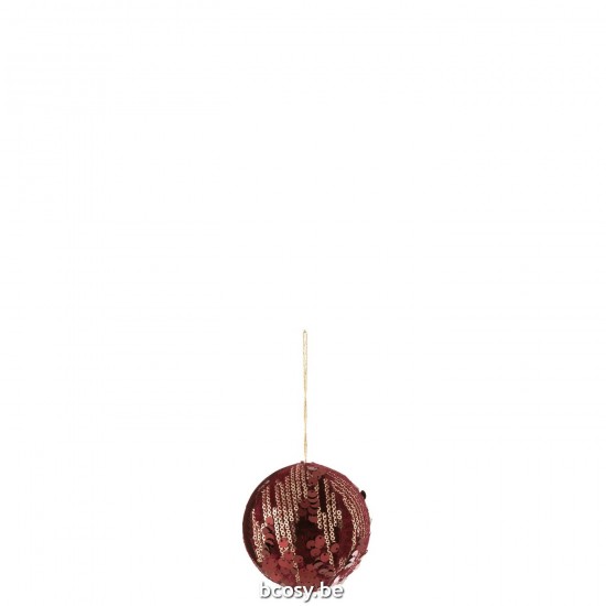J Line boules de noel Jolipa Boule Suspension Sequin Textile Bordeau Small.