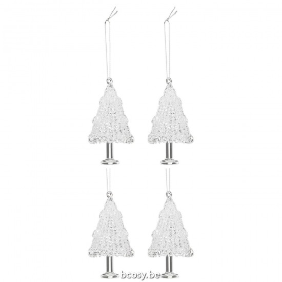 J Line boules de noel Jolipa Boite De 4 Sapin De Noel Suspension Verre Transparent.