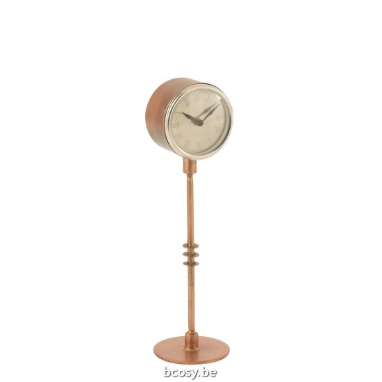 J Line Clock On Foot Antique Metal Copper Large table clocks.