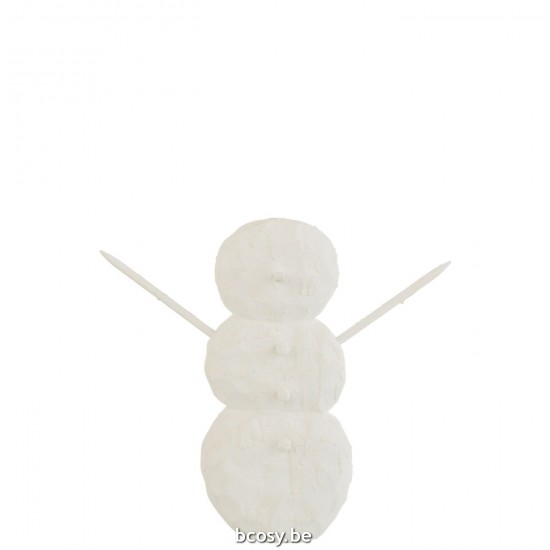 J Line peres noël Jolipa Figurine Bonhomme De Neige Bois Blanc.