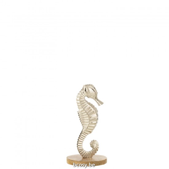J Line hippocampes statuettes Jolipa Hippocampe Sur Socle Aluminium Argent Medium.