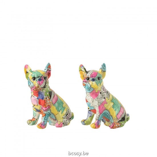 Jline Bulldog Ogen Zittend Pop Art Polyresine.