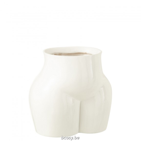 J Line Vase Lady Bottom Pewter Shiny White.