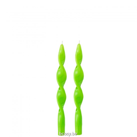 J Line Box 2 Candle Twisted Green Small 3H candles.