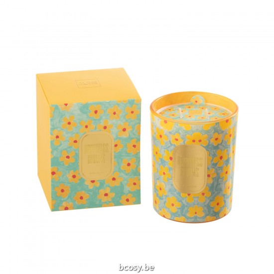 J Line Scented Candle Flowers Azure Yellow Large 70 Hours scented candles.