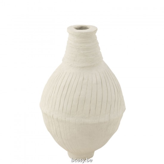 J Line Pot Laxmi Paper Mache White deco vases.