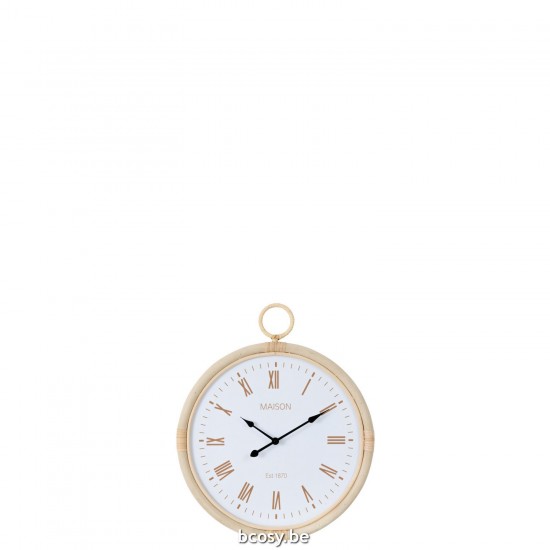J Line Wall Clock Kyr Rattan Mdf Natural White Small wall clocks.