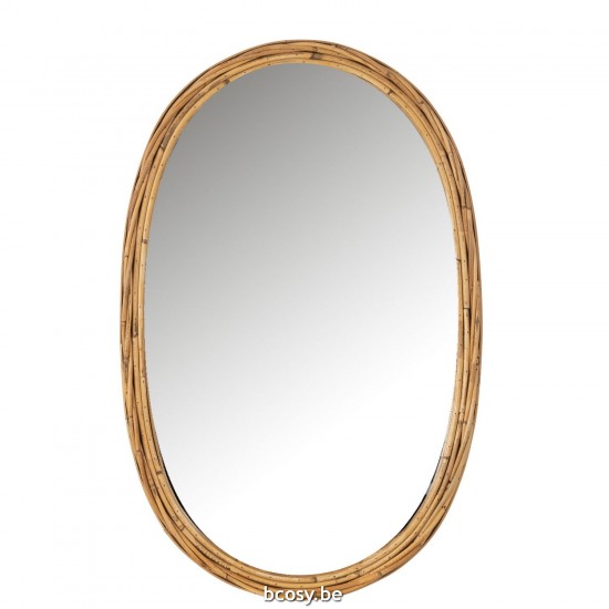 J Line Mirror Ovalo Rattan Glass Natural Wall mirrors.