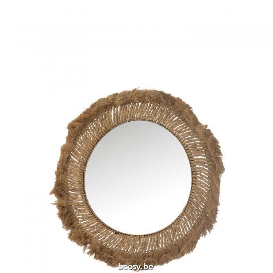 J Line Mirror Round Braided Grass Natural Large Wall mirrors.
