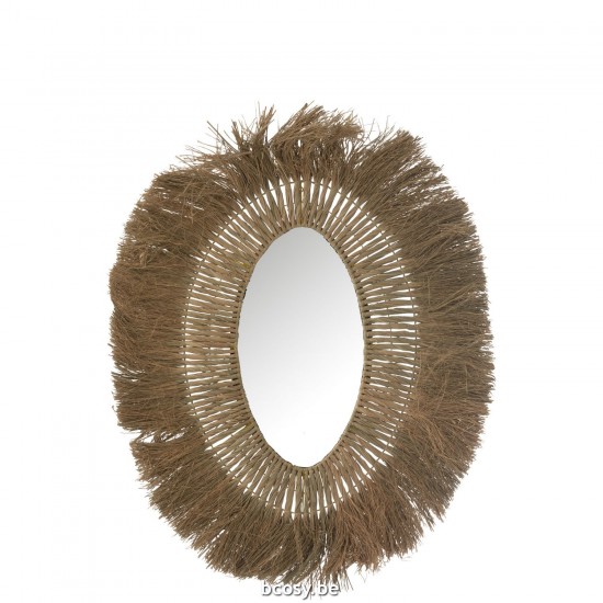 J Line Mirror Oval Braided Grass Natural Wall mirrors.