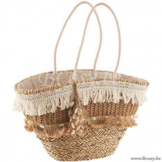 Jline Strandtasche Rattan Quasten Jute Naturell Ecru strandtaschen.