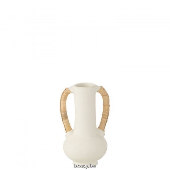 J Line vases Jolipa Vase Amphore Leo Terracotta Blanc Naturel.