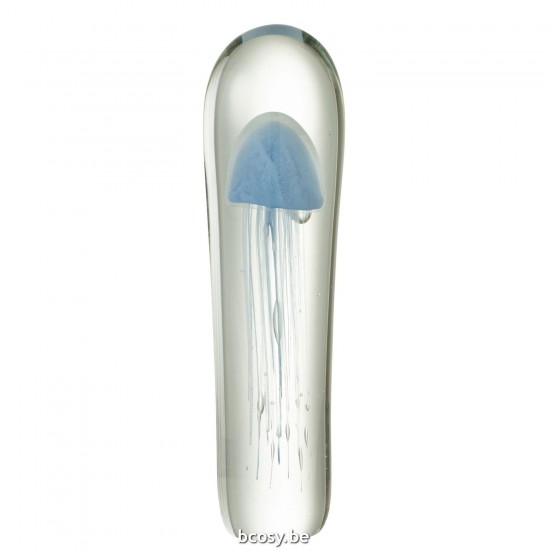 J Line Paperweight Jellyfish Glass Blue Extra Large paper holders.