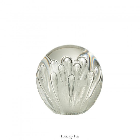 J Line Paperweight Bubbles Glass White Large paper holders.