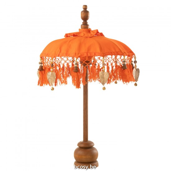 Jline Parasol Dayu Algodón Madera Naranja Small.