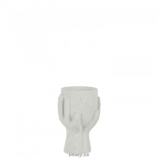 Jline Bloempot Handen Cement Wit Small.