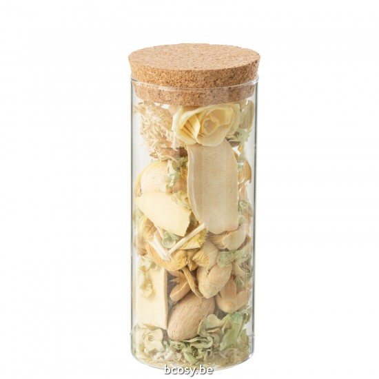 J Line Dried Flower Pinewood Citrus Lemon Grass In Pot Glass Yellow flowers.