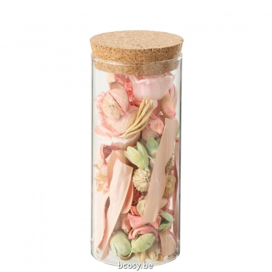 Jline Trockenblume Kiefernholz Fuchsie Rose Im Topf Glas Rosa blumen.