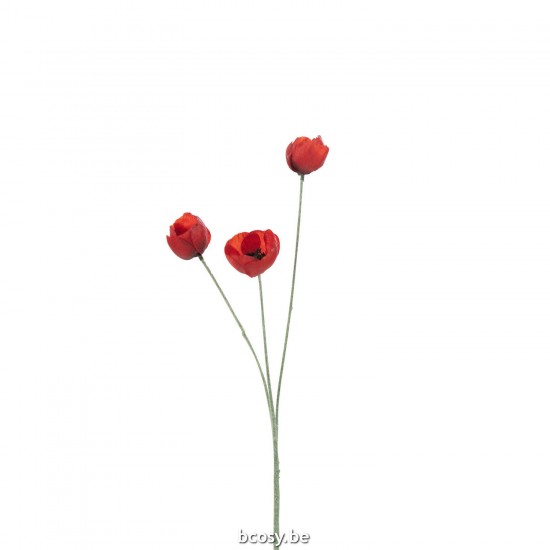 J Line Roses artificielles Jolipa Coquelicot Tige Artificiel Rouge.