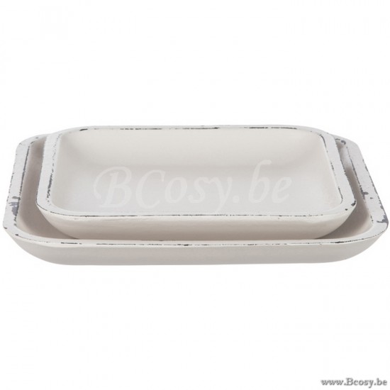 J Line Jline Set Of 2 Plates Square White 25X25X3Cm signs