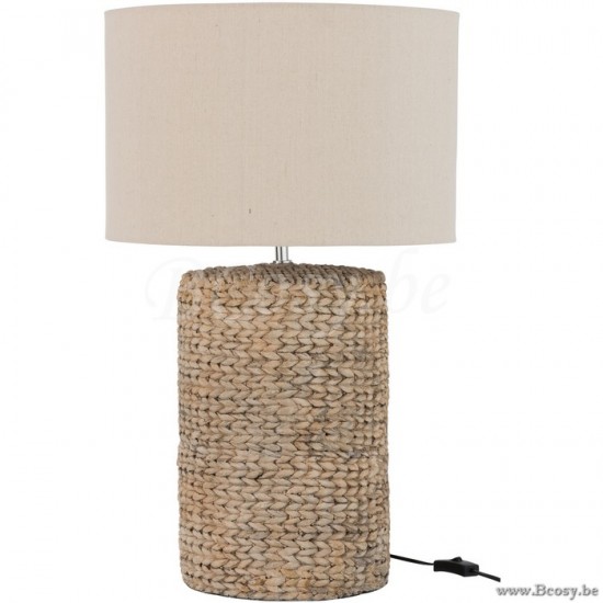 Jline Pie De Lampara Pantalla Gruesa Trenza Concreto Algodon Natural L