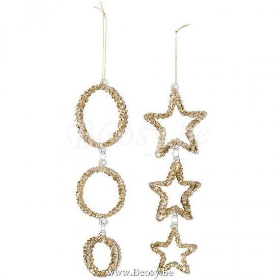 J Line Jline Hanger Circle Star Glass Glitter Gold Assortment Of 2 box of baubles