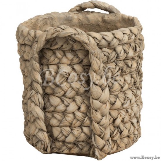 cachepots de fleur Jolipa Jline Cachepot Anses Ceramique Naturel Small