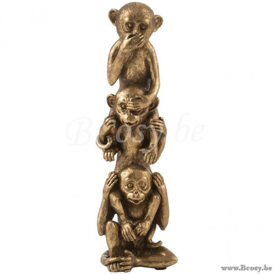 rien vu rien entendu rien dit statuettes Jolipa Jline Singe Entendre Voir Se Taire Resine Antique Or