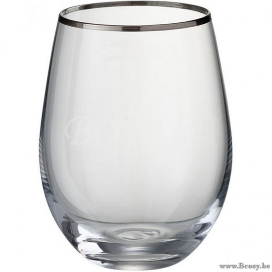 J Line Jline Drinking Glass Ball Rim Glass Transparent Silver water glass glasses