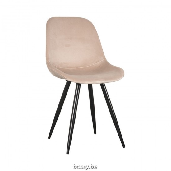 LABEL 51 Eetkamerstoel Capri Zand Fluweel Zwart Metalen Frame.
