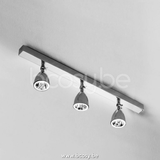 Tekna Nautic LILLEY SHADE ON RAIL-LED 600mm with 3 shades-gepolijst verchroomd messing.