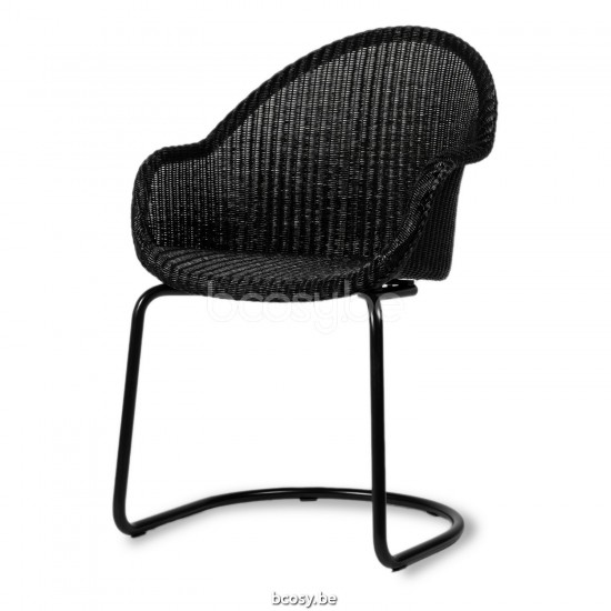 Vincent Sheppard Avril fauteuils chaises avec accoudoirs Cadre en Acier Cantilever Revêtement en poudre noir Lloyd Loom Noir.
