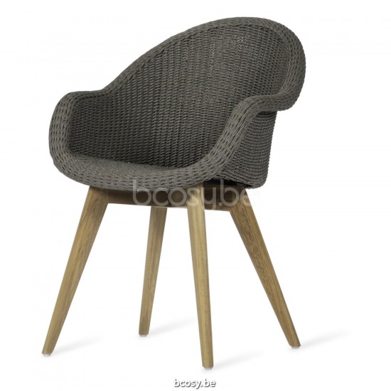 Vincent Sheppard Remi fauteuils de jardin avec accoudoirs Cadre en Teck non traité Corde Gris fossile Polypropylène.