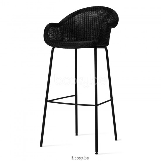Vincent Sheppard Edgard chaises tabourets de bar de jardin Cadre en Acier A Revêtement en poudre noir Tressage Noir Polyéthyl