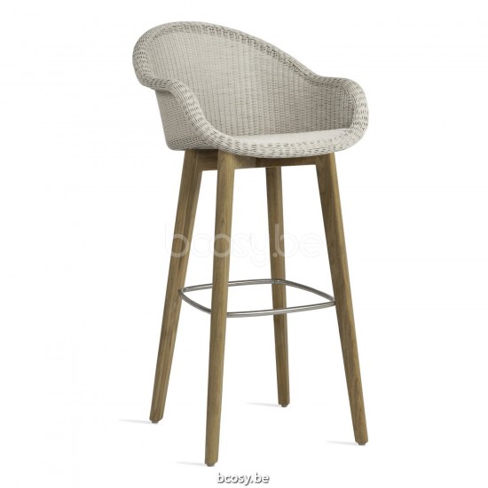 Vincent Sheppard Edgard chaises tabourets de bar de jardin Cadre en Teck non traité Tressage Vieille dentelle Polyéthylène.