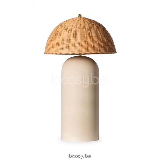 Vincent Sheppard Arvin Tischlampe Groß Rahmen aus Mushroom Keramik Natürlich Rattan.