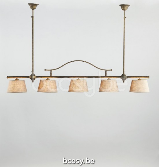 Marckdael pendel Billiardo-Biliardo Marckdael 0250-5F-SHA-AS Billiardo antiek brass pendel H min 70 max 110cm VVD VDV Verlichting van Dijck .