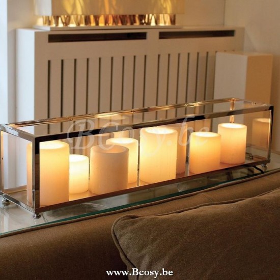 Authentage Bellefeu vitrine table long 100 cm - 9 candles wax Chrome BVT209D10.