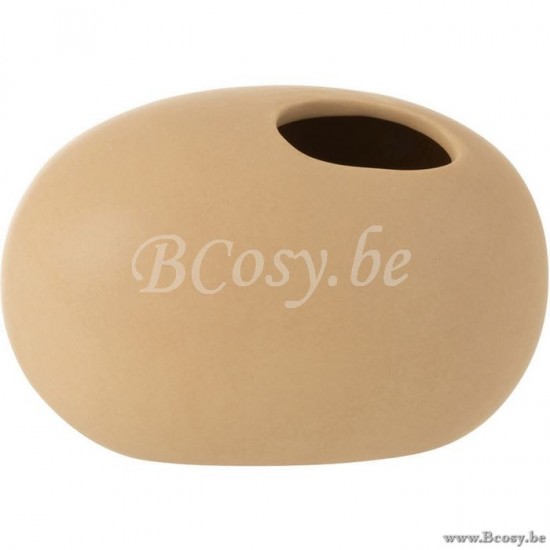 J Line Jline Vase Oval Ceramic Beige Small
