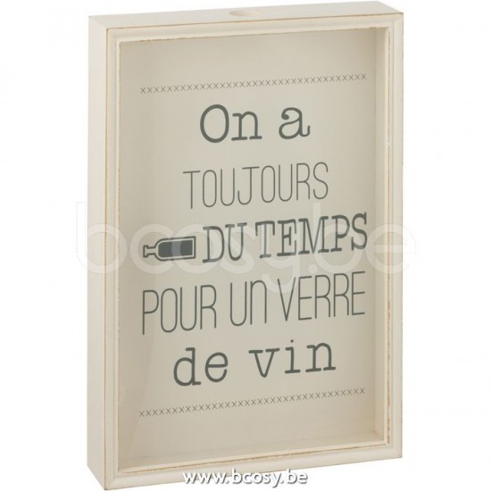 J Line Jline Rahmen Korken Un Verre De Vin Holz Antik Ecru sektkorken rahmen