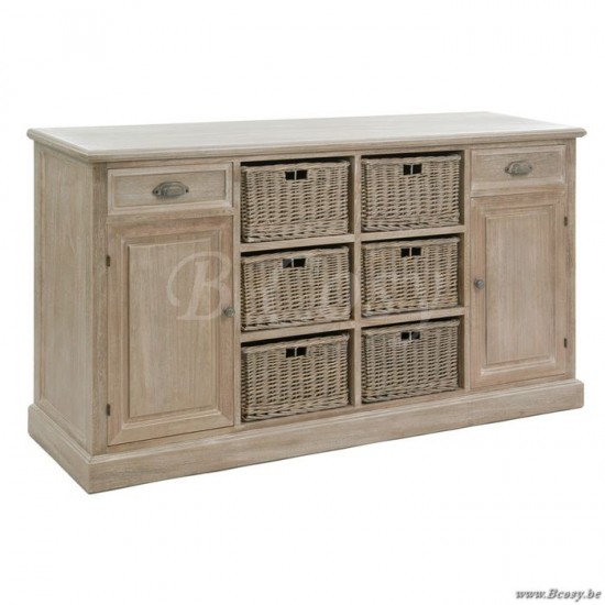 J Line Jline Buffet 6 Basket 2 Dr 2 D Wd Grey W closets