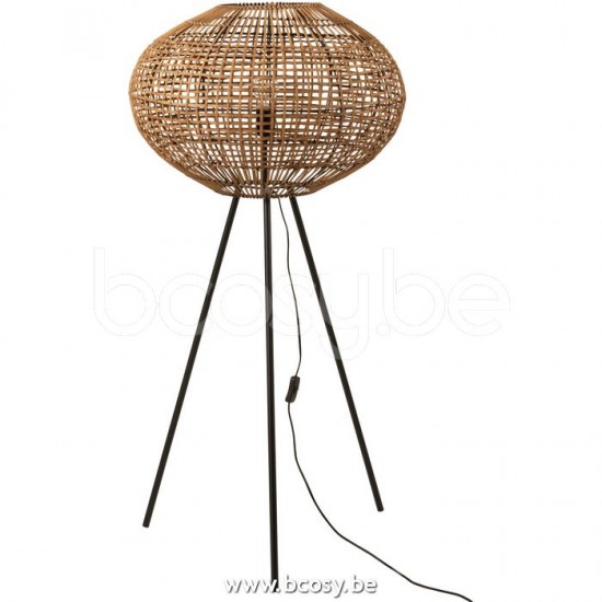 J Line Jline Lampada Da Terra Tripode Rattan Metallo Marrone Nero Small Lampara Tripode Ratan Metal Marron Negro Small
