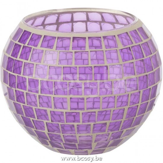 J Line Jline Porta T Light Mosaico Rotondo Vetro Malva Large Fotosforo Mosaicos Redondo Cristal Malva Large