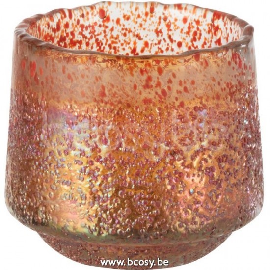 J Line Jline Teelichthalter Punkte Glas Orange Medium t lichthalter teelichtleuchter teelichte