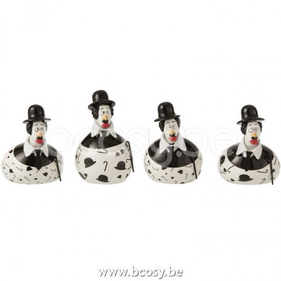 J Line Jline Henne Chaplin Keramik Weiß Schwarz Small 4 Sortiert huhn haehnchen henne haehne huenchen
